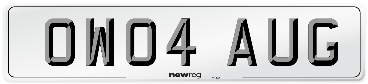 OW04 AUG Number Plate from New Reg